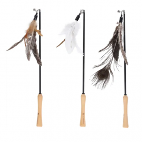 Играчка за котка Flamingo Tyra Dangler 47–77 см -  въдица с пера и звънче 